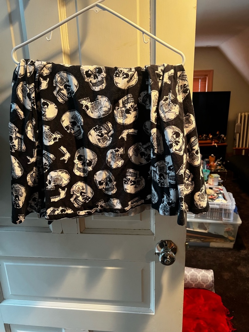 Sourpuss Black and White Skull Print Skirt